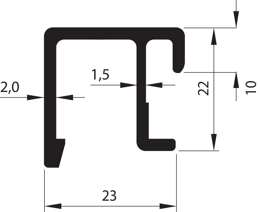 Oberes Abschlussprofil 10 mm