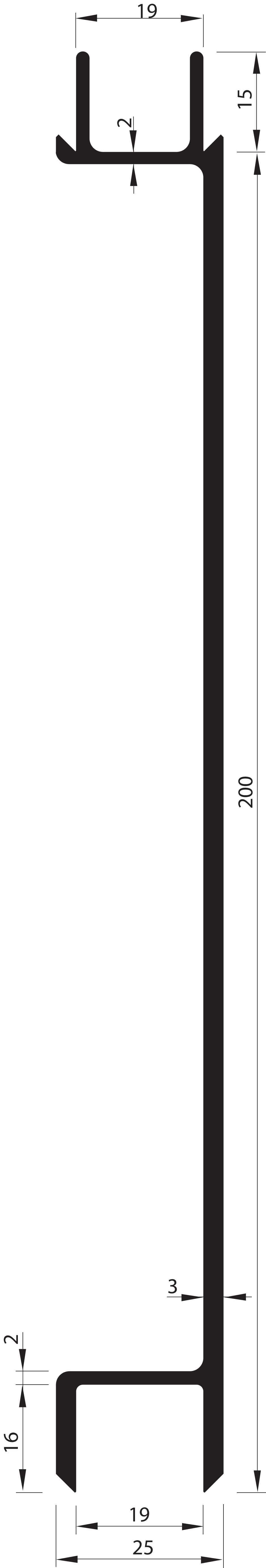 Planösenprofil 200 mm