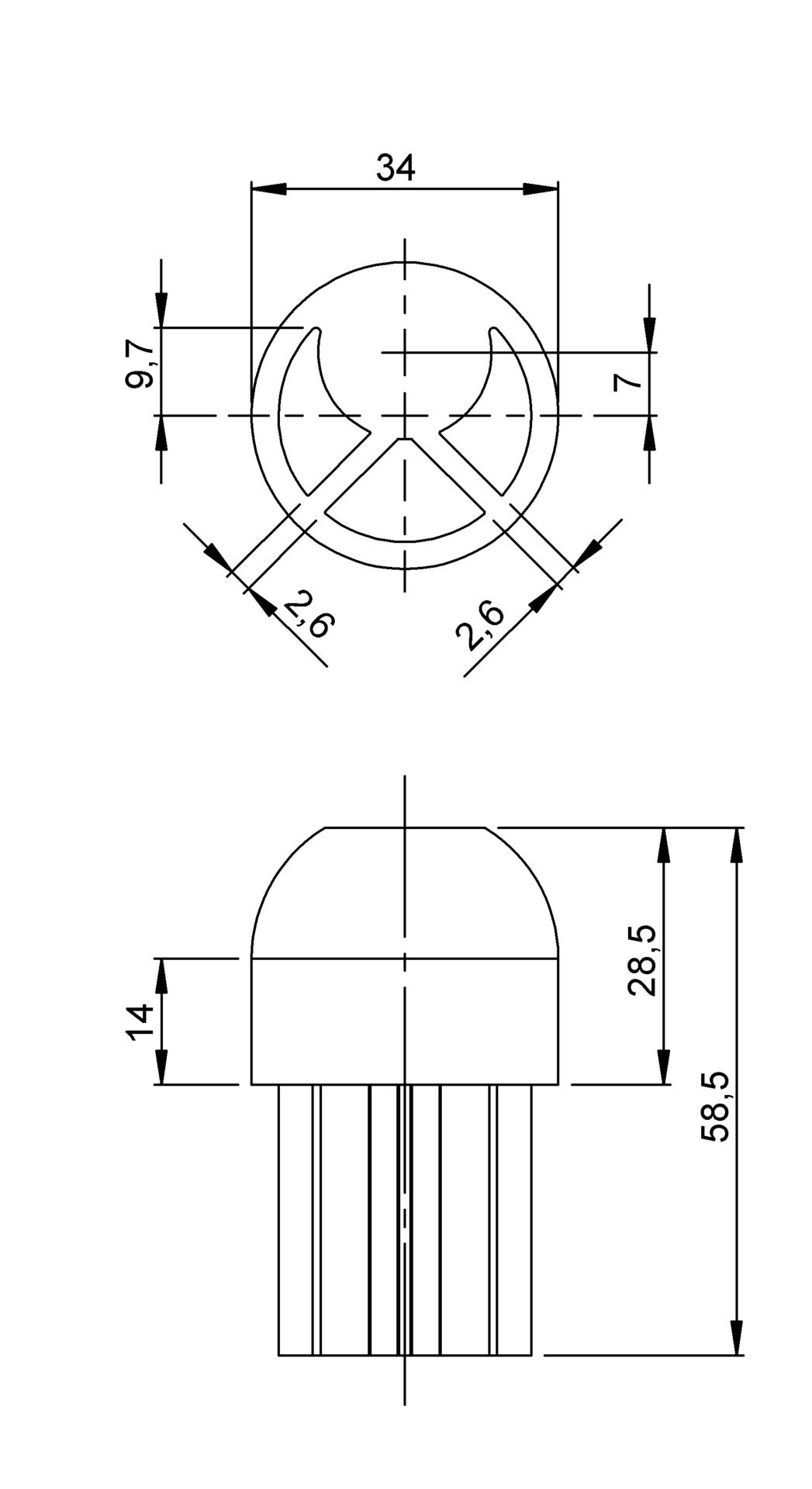 Curtainsider-Spannrohr-Adapter “35” oben