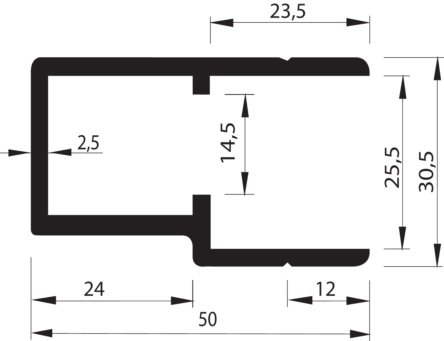 Einfassprofil SL 26/24 mm