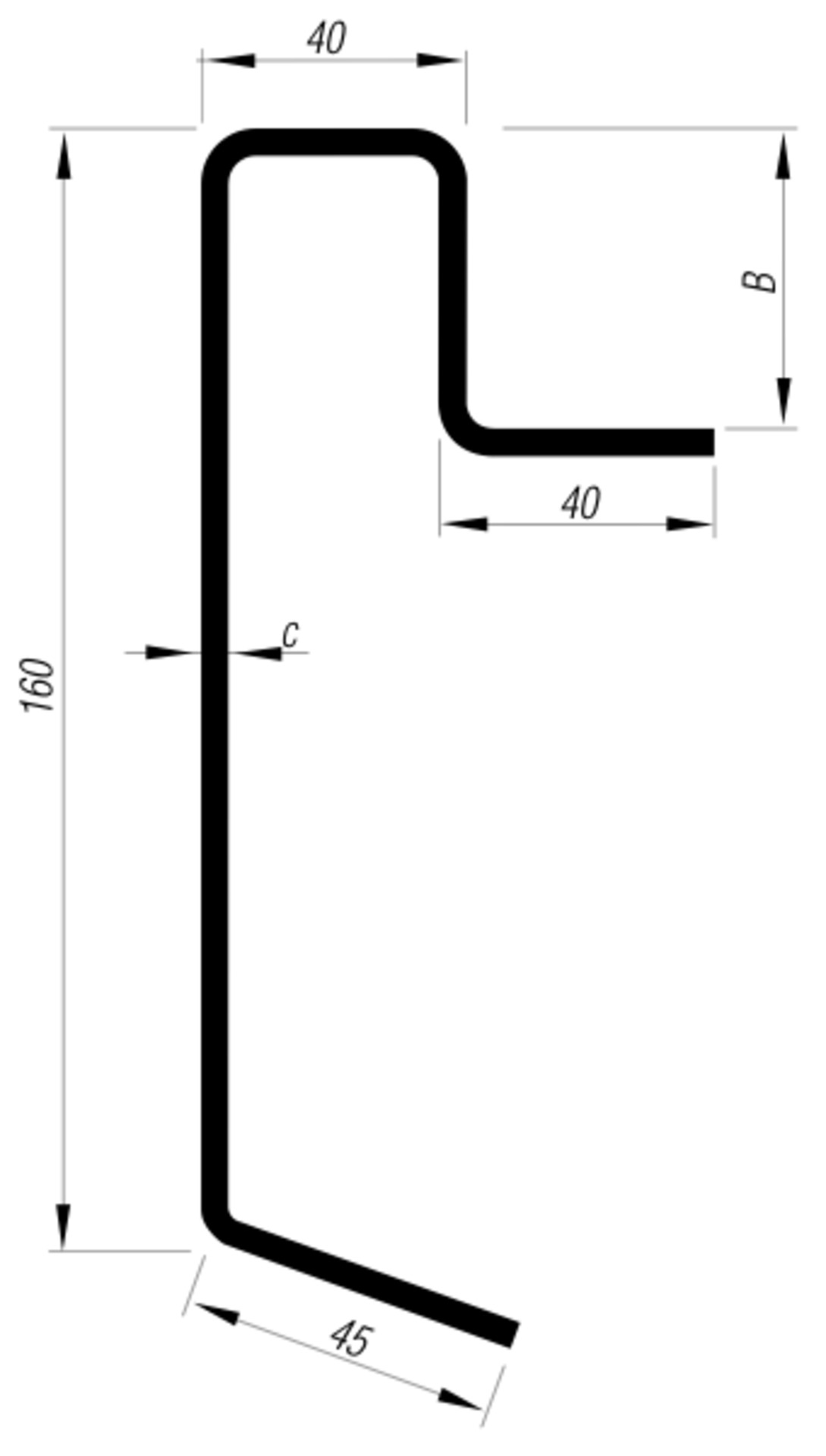 Bodenrahmenprofil 7,3m 160/40/40/4