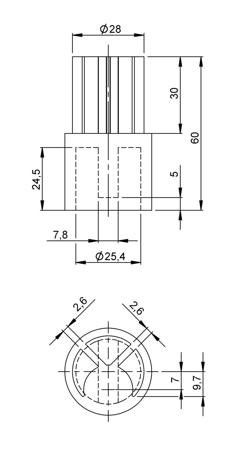 Curtainsider-Spannrohr-Adapter “35” unten