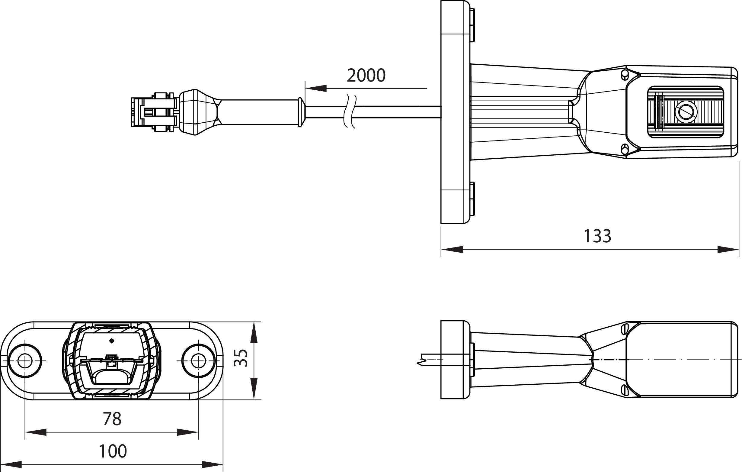 LED-Umrissleuchte rot/weiß/gelb kurz EC QL 24V / 1,8W