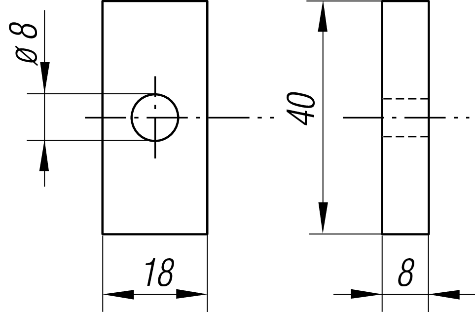 Gewindeplatte galv. verzinkt 40x18x8 mm