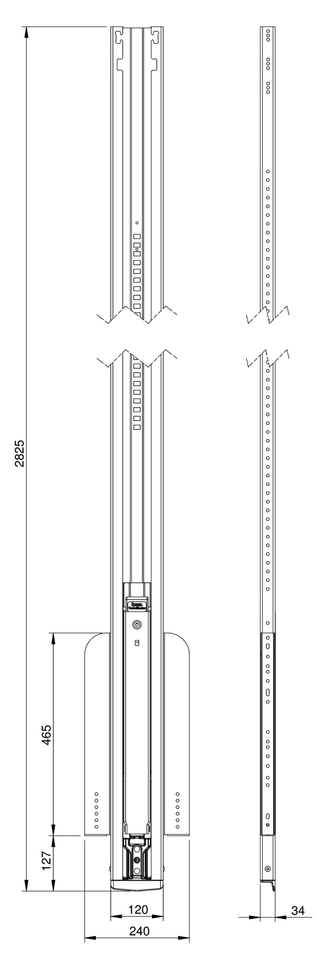 Variomaster-Schieberunge Code XL Hestal - 2825 mm lang