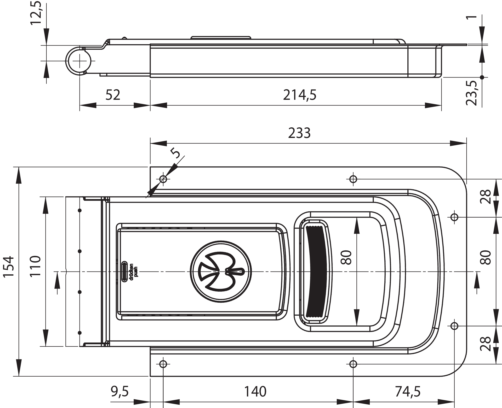 Niro-Einbau-Drehstangenverschluss