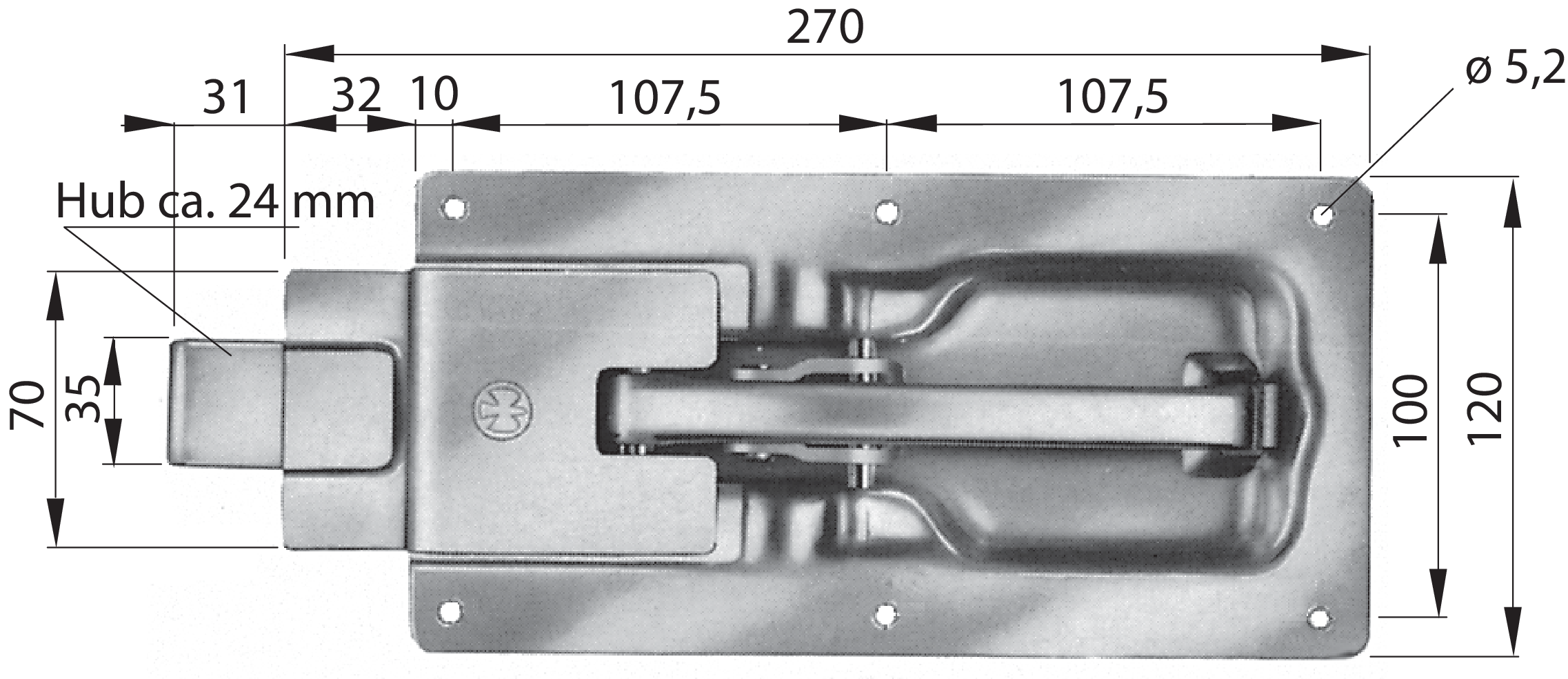 Einbau-Flachriegelverschluss