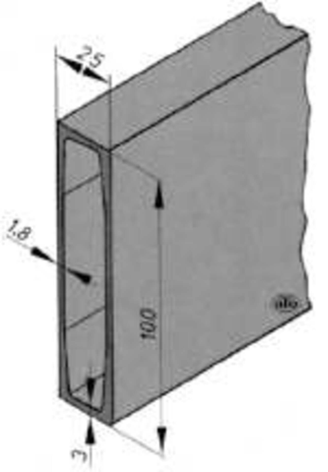 Rechteck-Einsteckprofil 25/100 mm