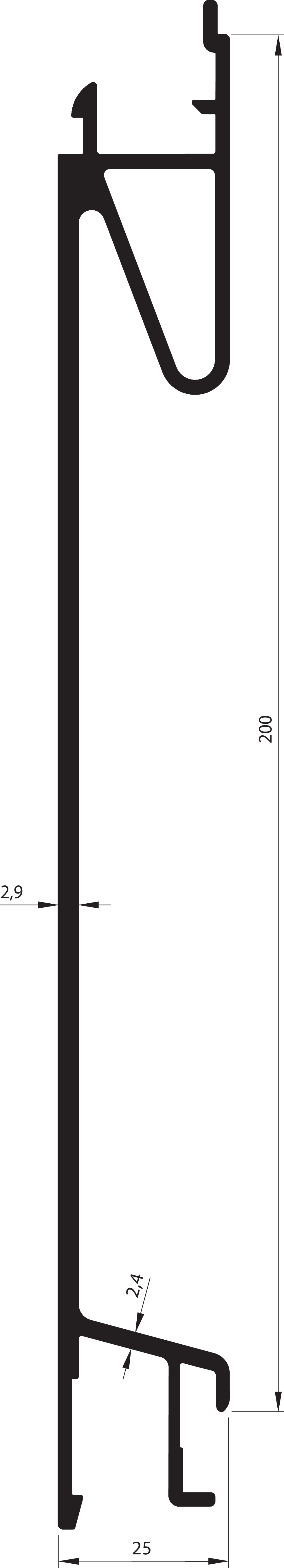 Planösenprofil 200 mm verkröpft