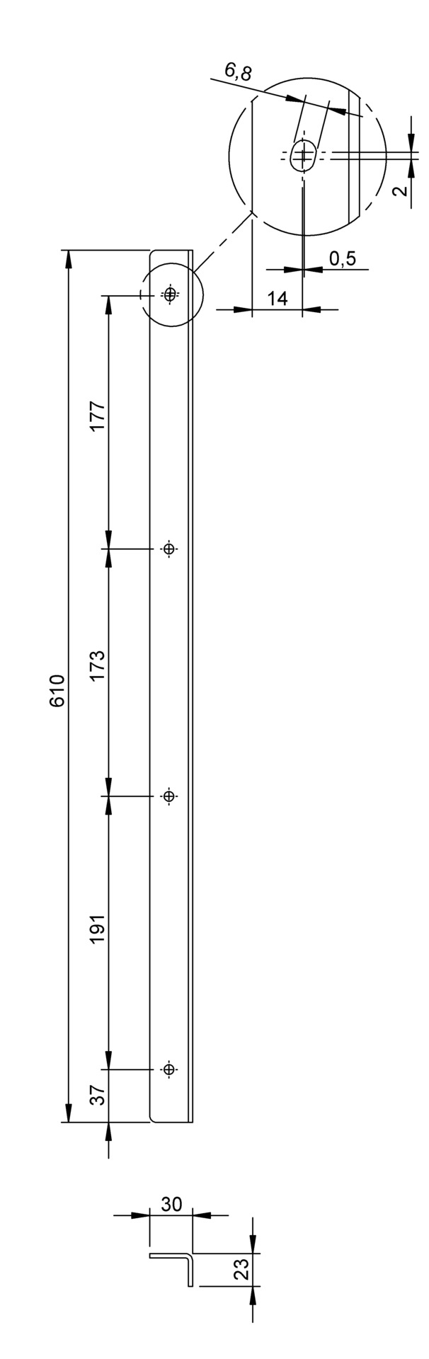 Bordwandanschlag 610 mm