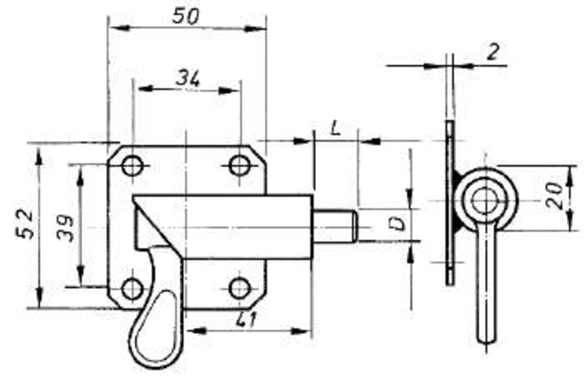 Federriegel - Ausführung mit Grundplatte