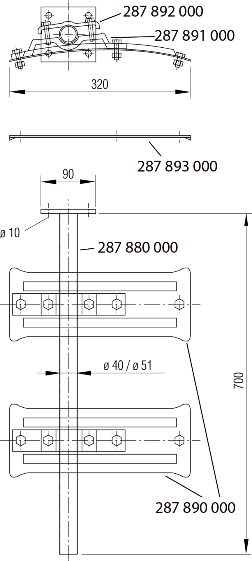 Kotflügelhalterung mit breiter Auflagefläche