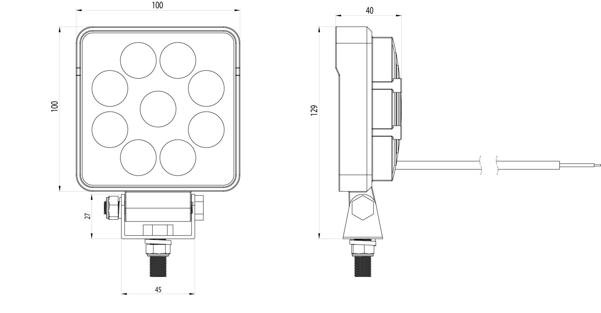 LED-Rückfahr- und Arbeitsscheinwerfer - 13,5 Watt Multivolt