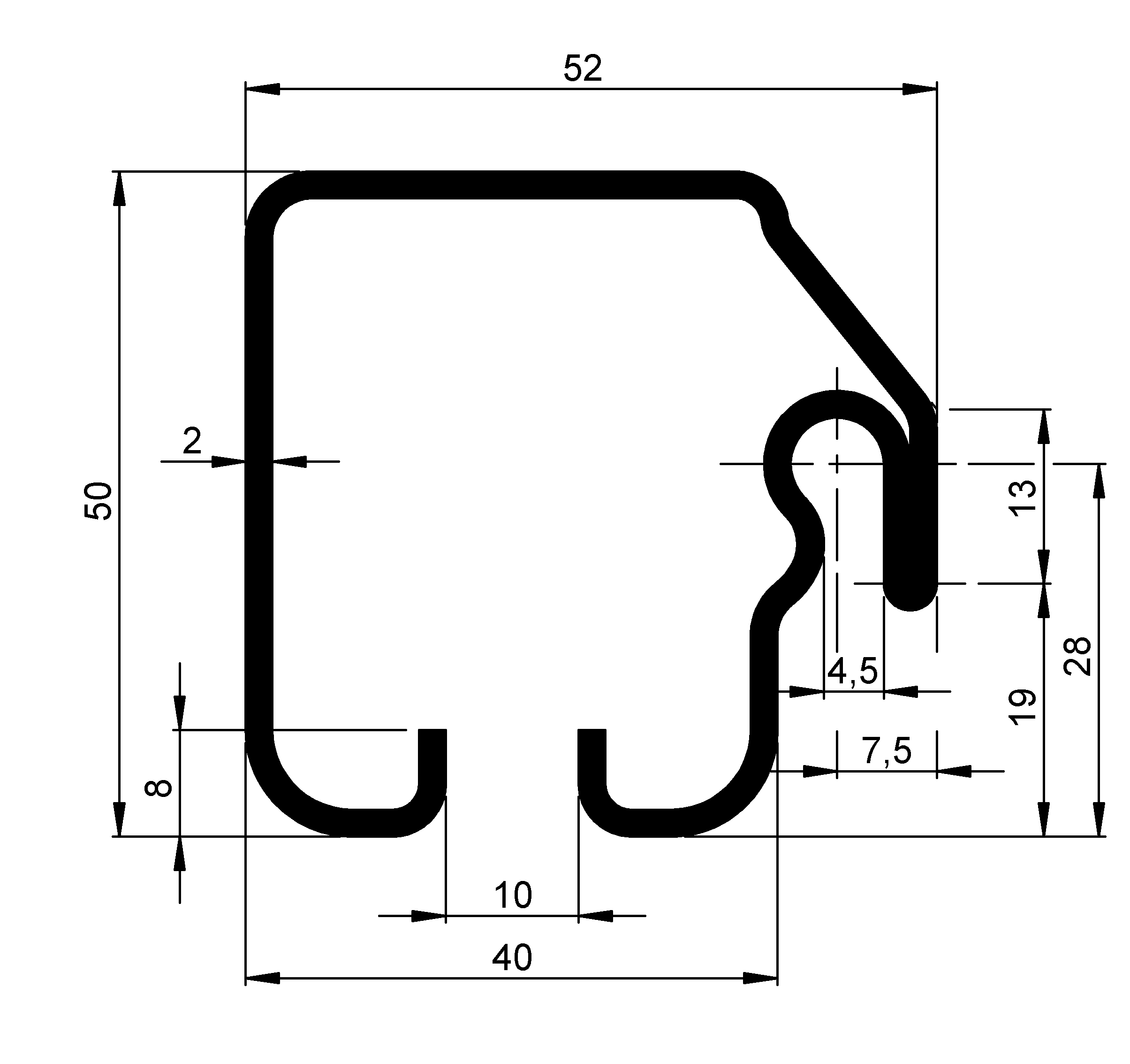 Curtainsider-Laufschiene mit Nut