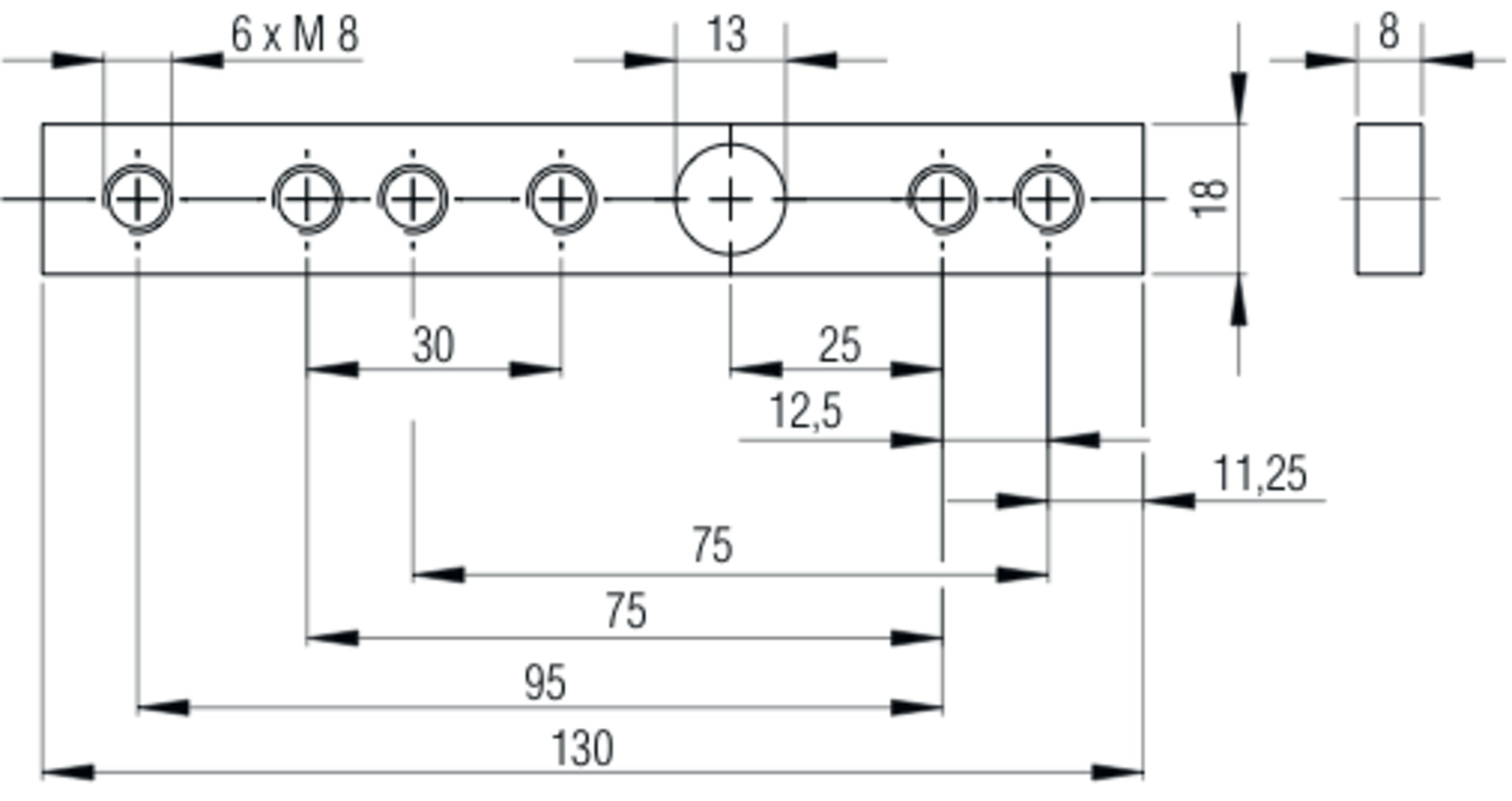 Gewindeplatte 8,0 mm stark