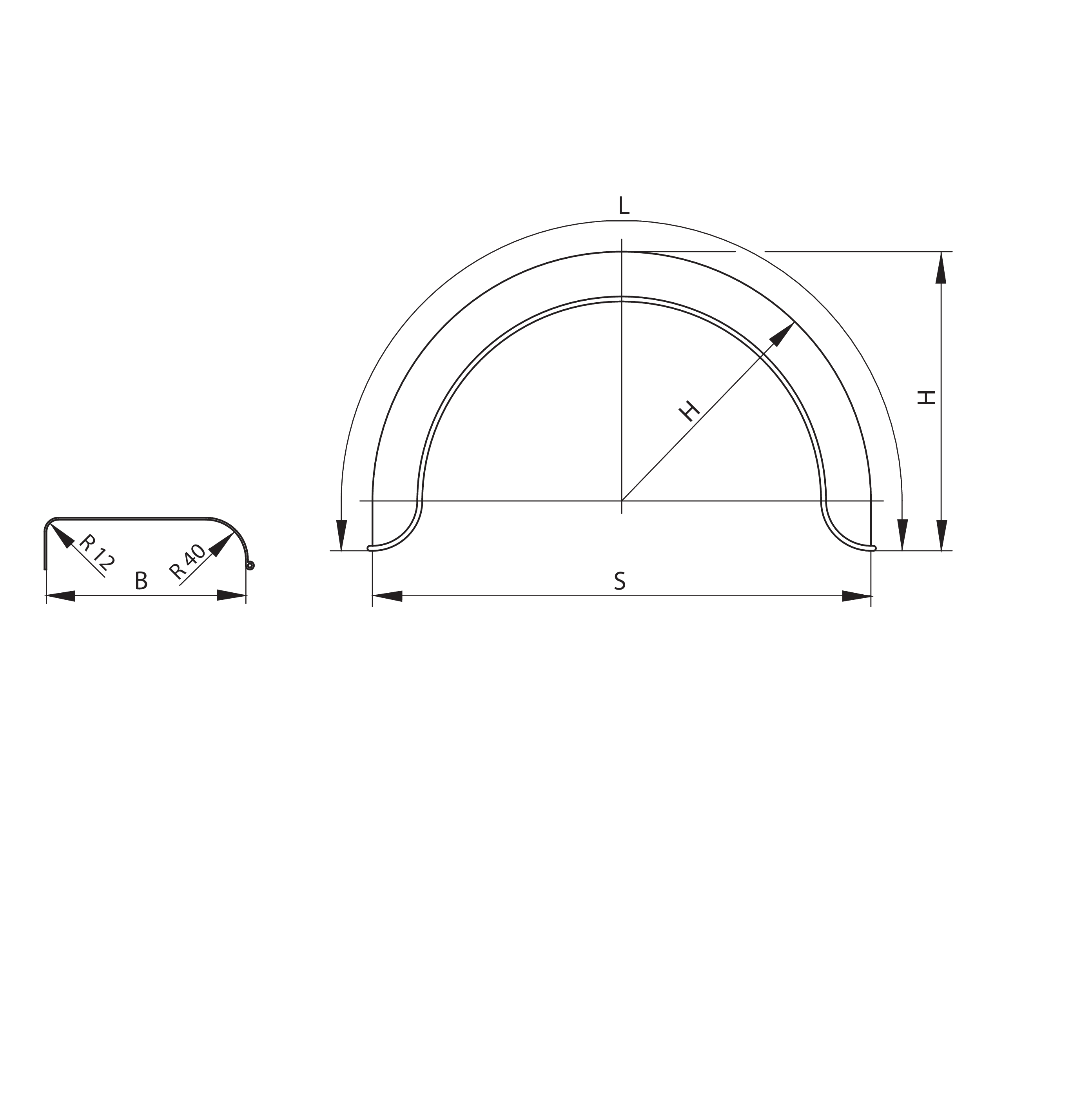 Stahlblech-Kotflügel H Profil 12/40