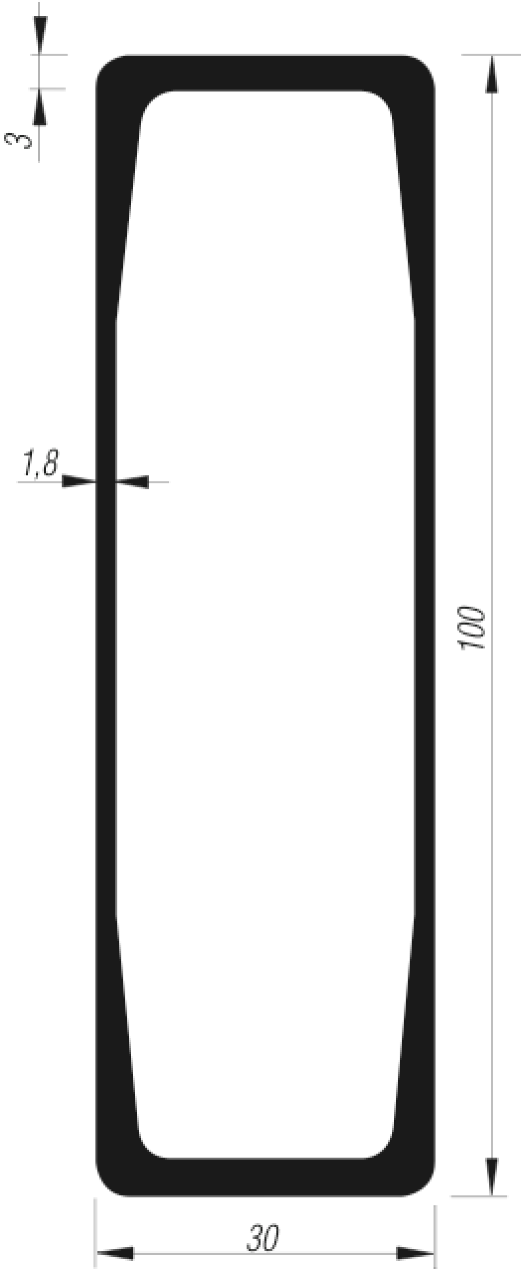 Rechteck-Einsteckprofil 30/100 mm