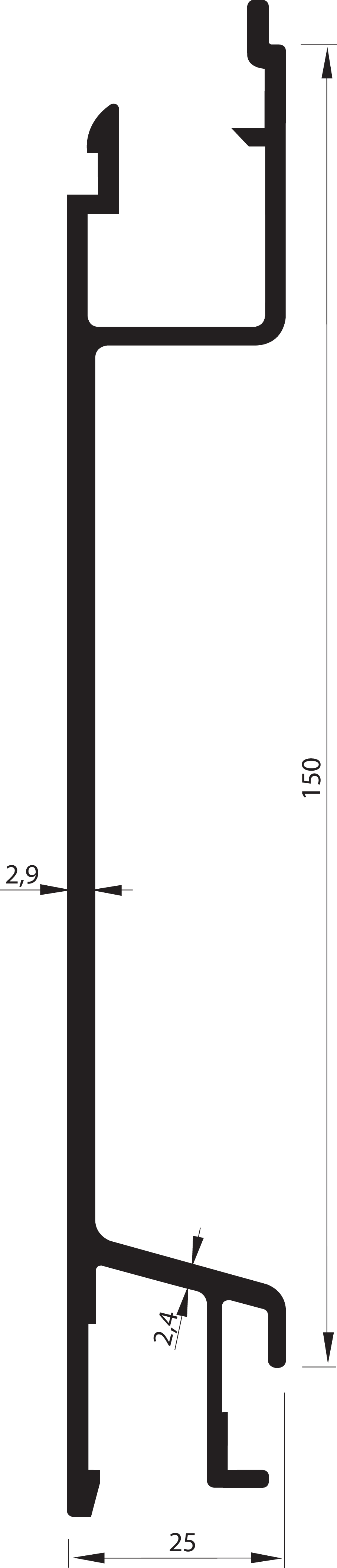 Planösenprofil 150 mm