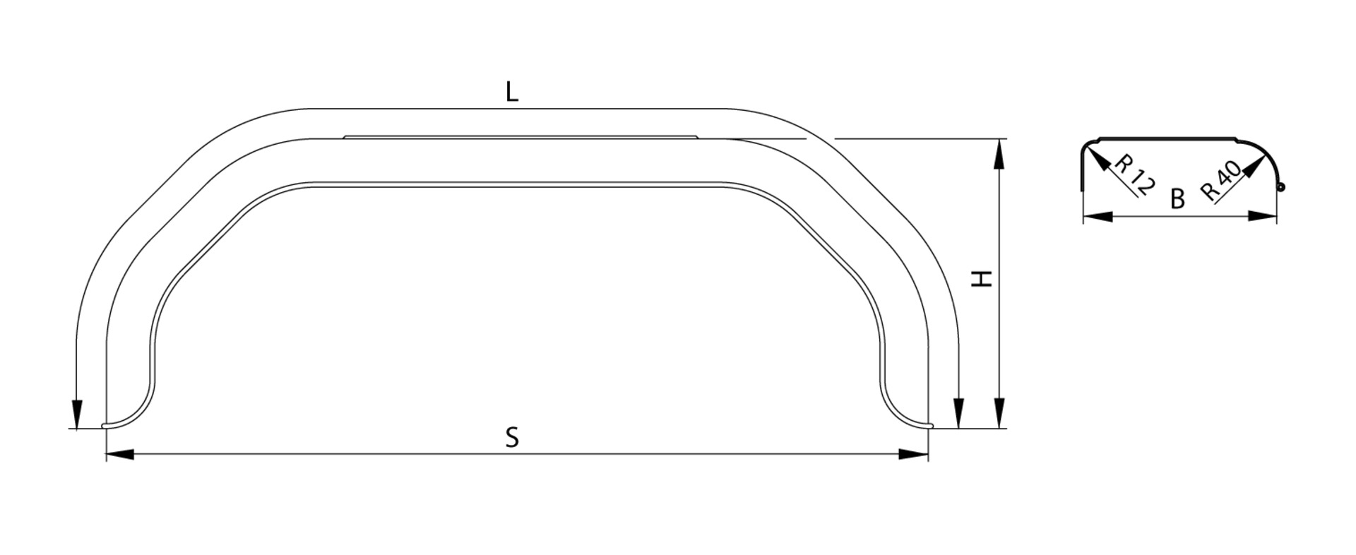 Stahlblech-Kotflügel DM Profil 12/40