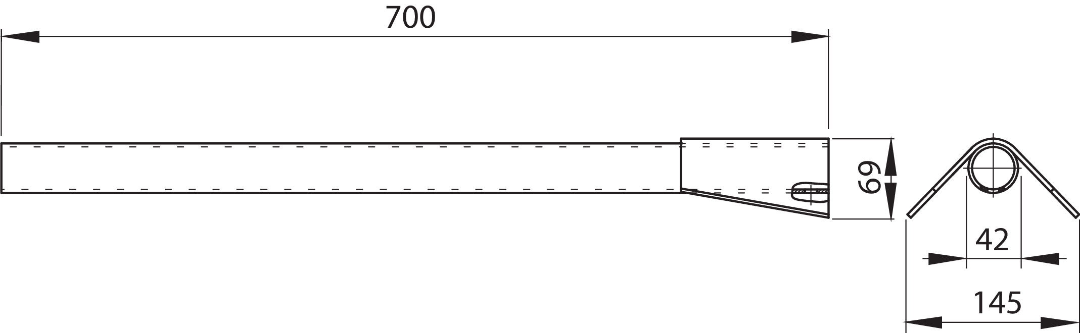Kotflügeltragrohr mit angeschweißtem Knotenblech