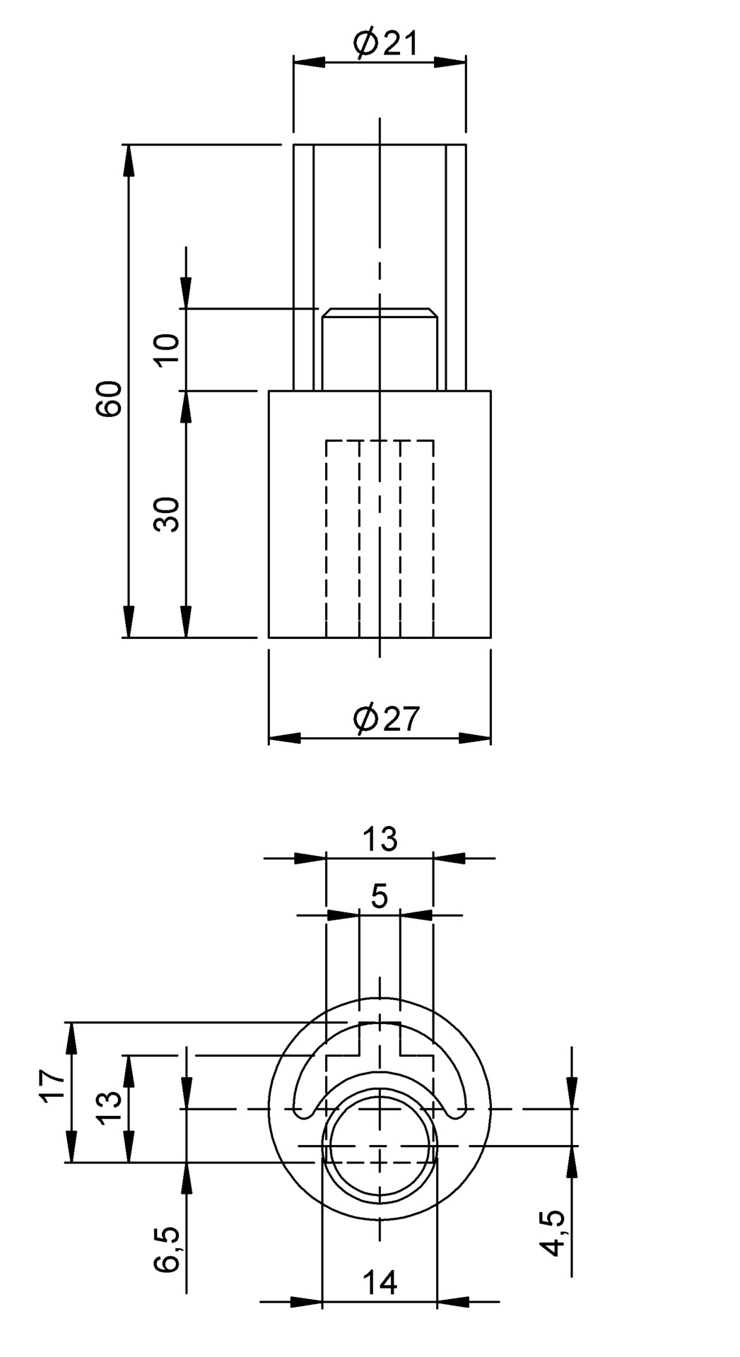 Curtainsider-Spannrohr-Adapter “27” unten