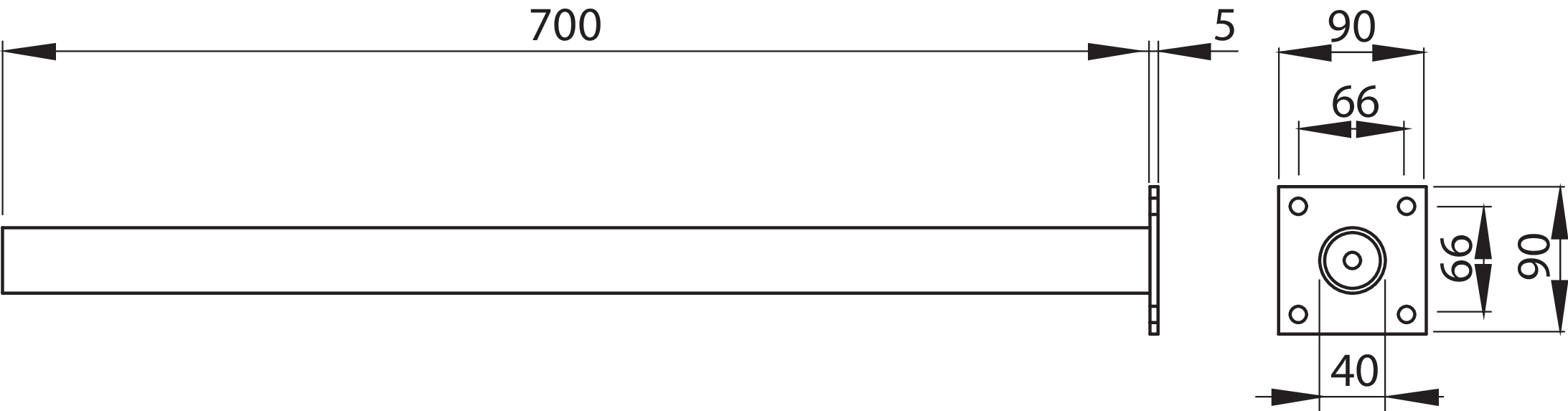 Kotflügeltragrohr mit angeschweißter Anschraubplatte