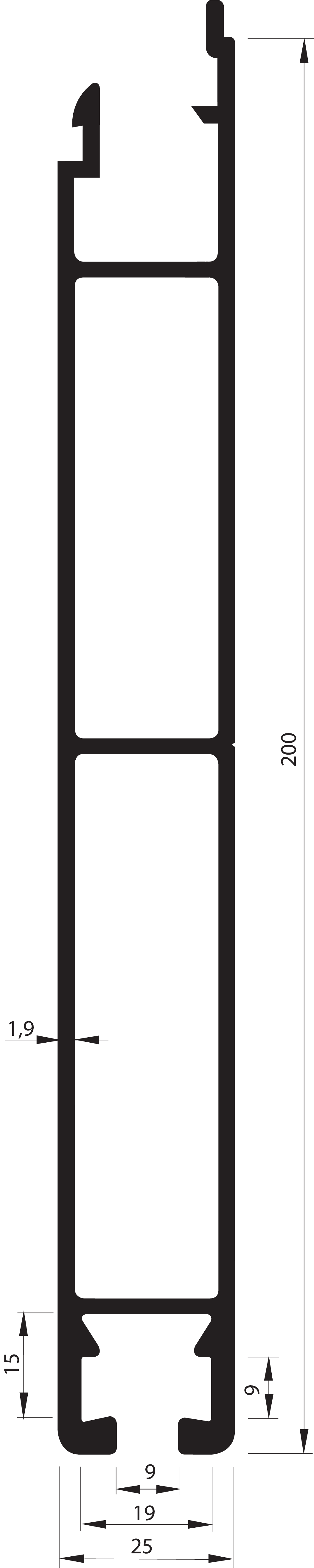 Unterprofil 200 mm