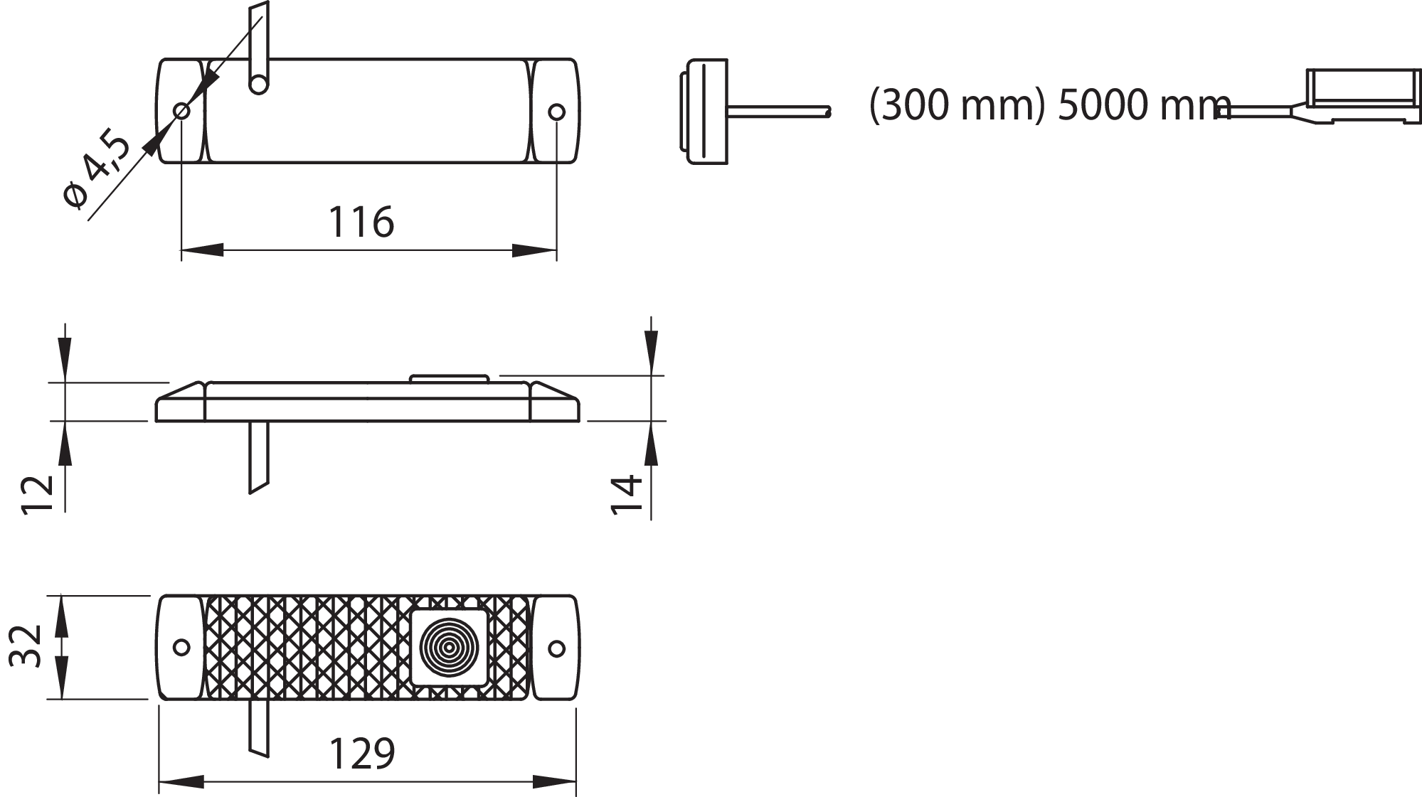 LED-Umrissleuchte Front 24 V weiß EC QL 24V / 1,1W