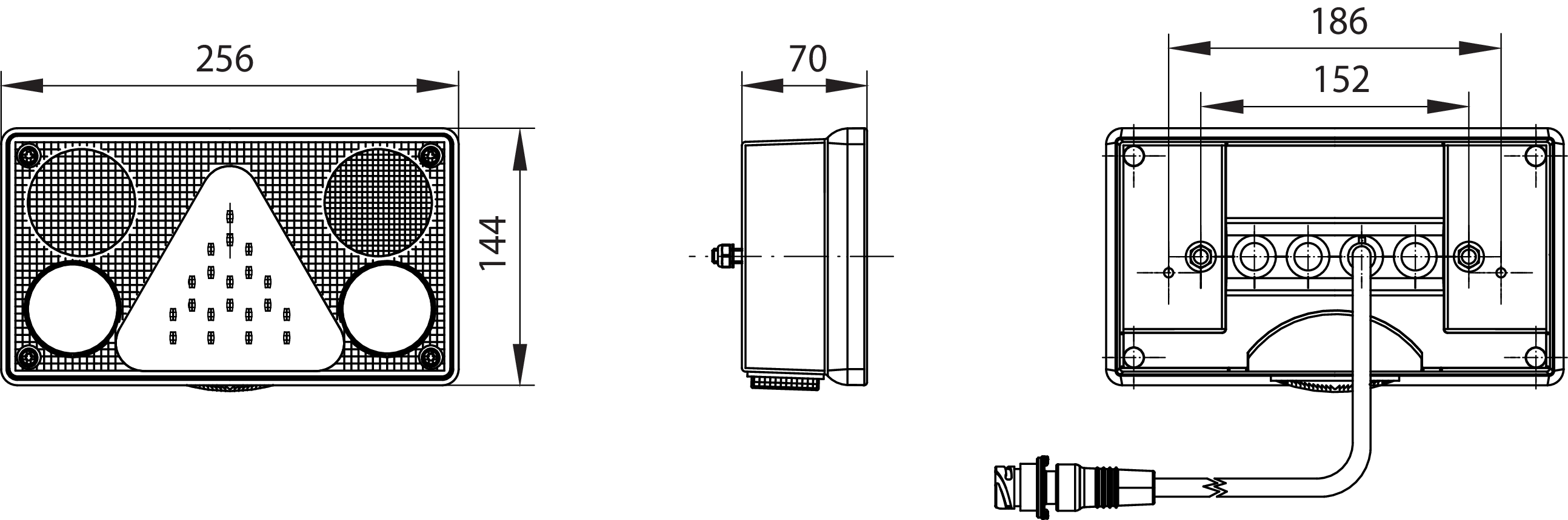 Kompakt-Hybrid-Heckleuchte SDRBBLNESZR 24V
