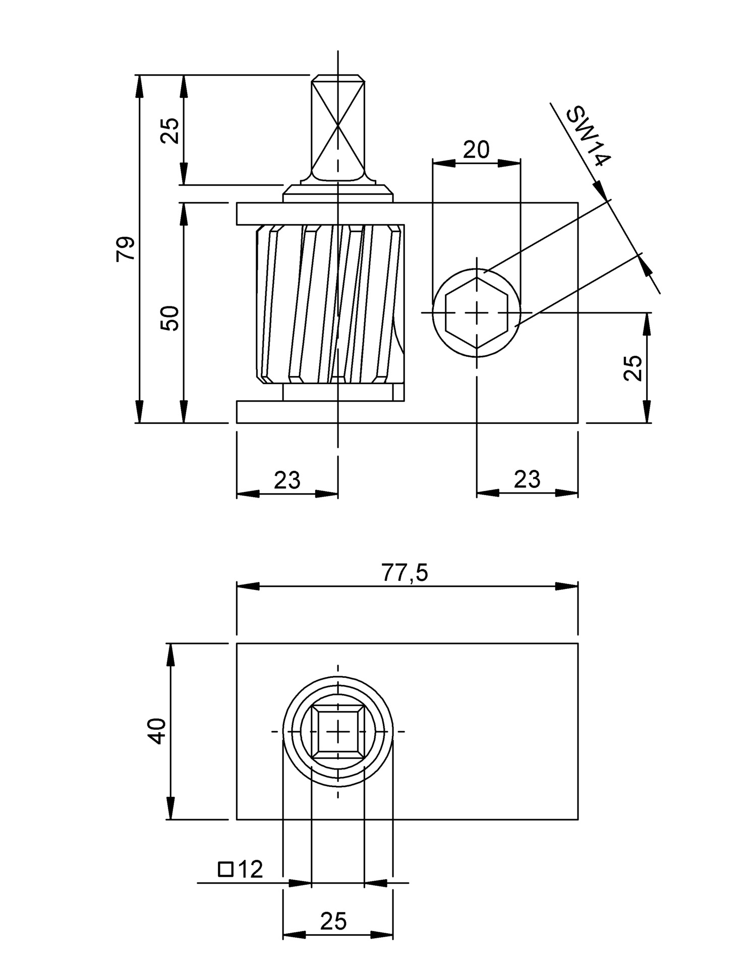 Curtainsider-Spanngetriebe kompakt 78 x 40