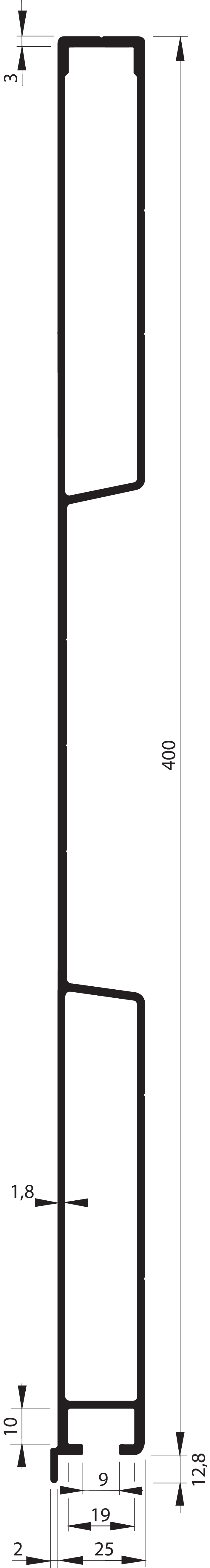 SEIN Planösenprofil 400 mm mit Nase