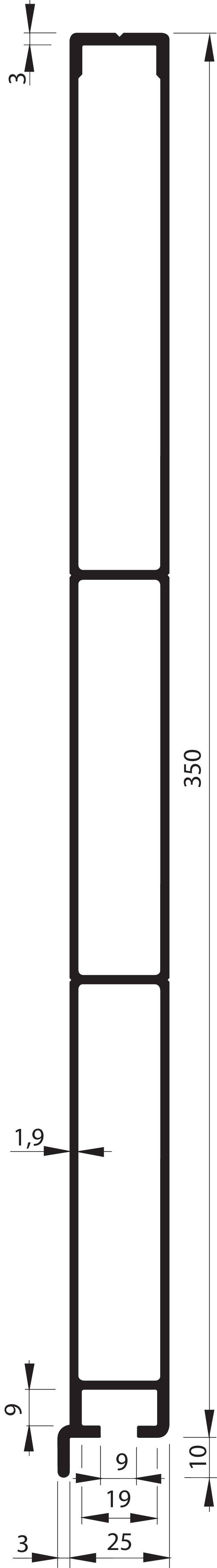 SEIN Profil 350 mm mit Anschlag