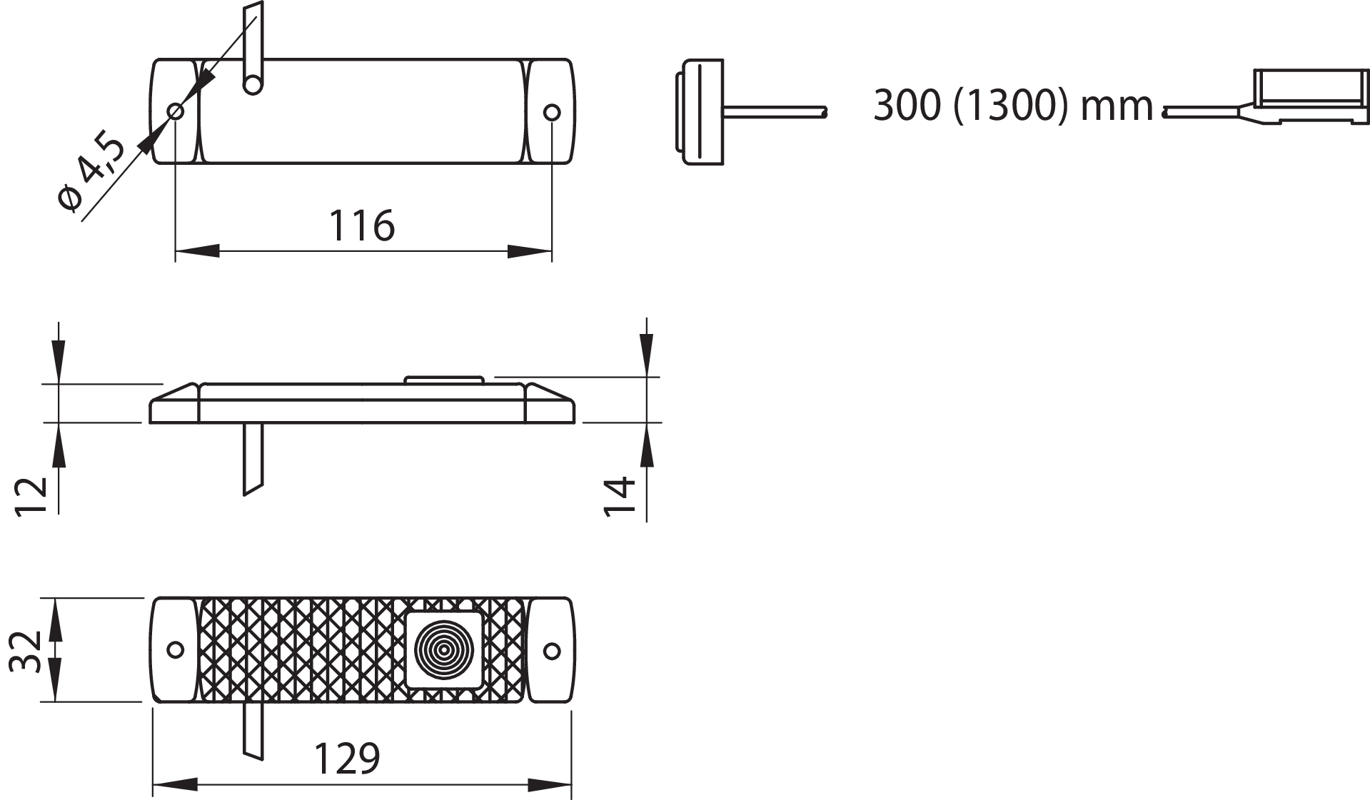 LED-Seitenmarkierungsleuchte EC QL 1W Aufbau