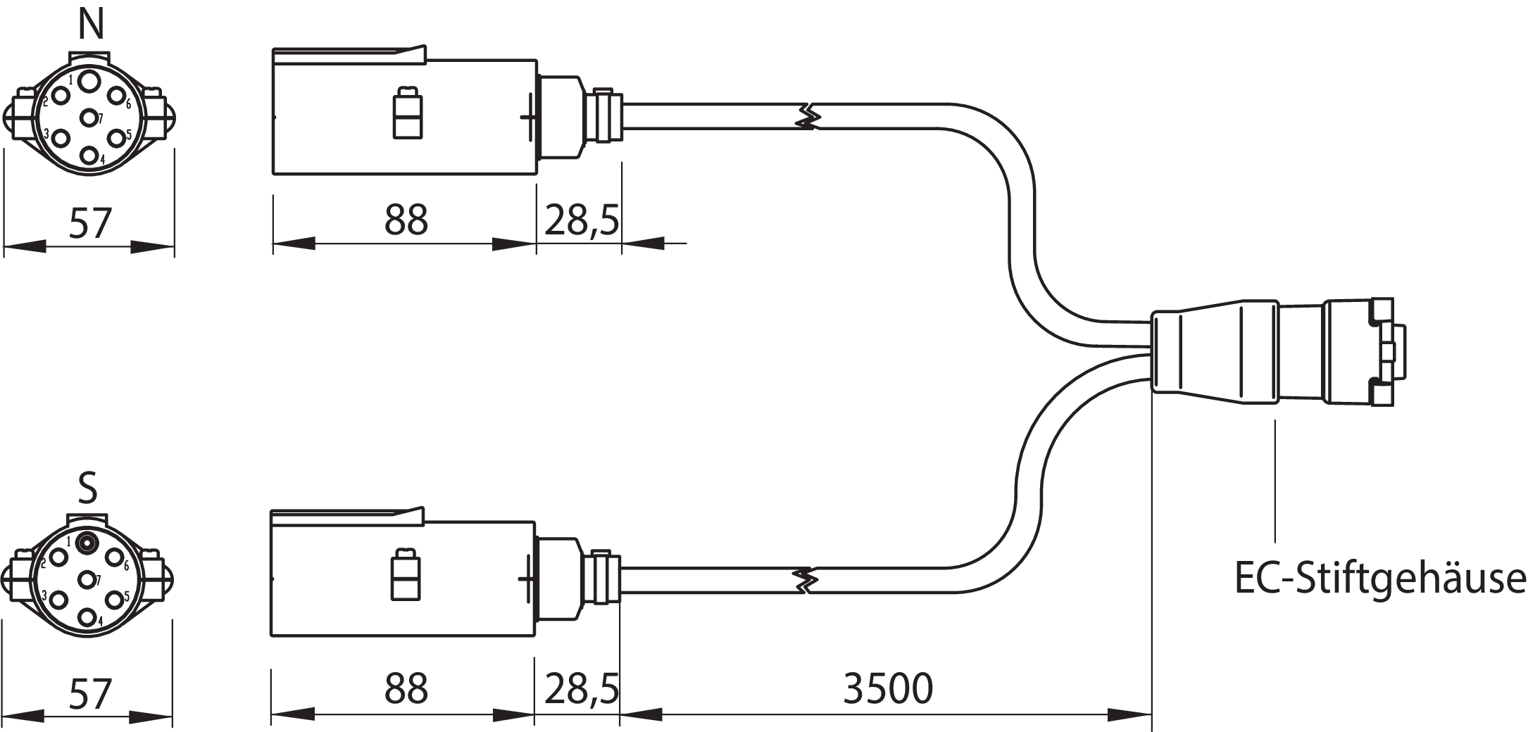 EC-Adapterleitung 2x7ADR K3500 STE