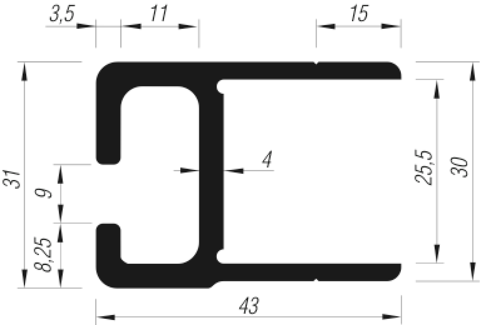 Kinnegrip K4 Einfassprofil für Seitenwände