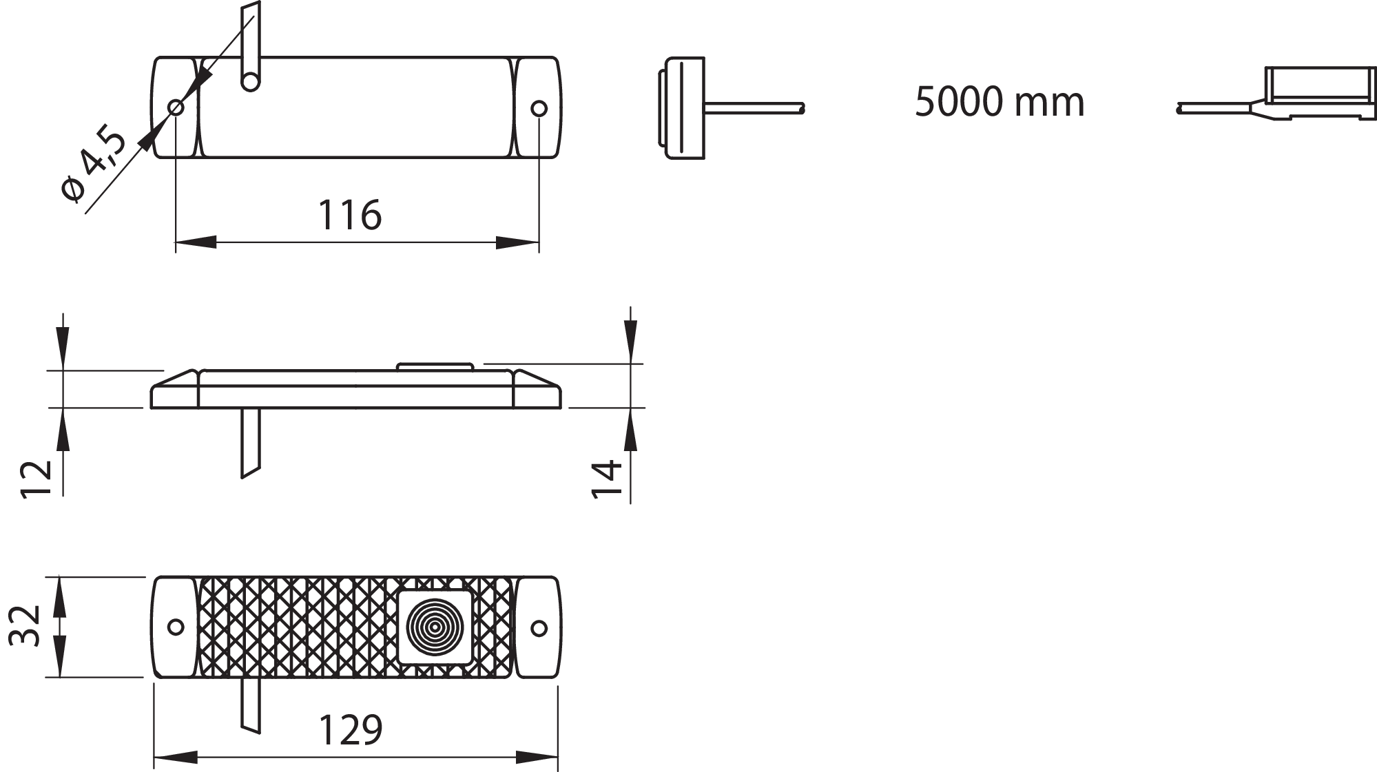 LED-Umrissleuchte Heck rot EC QL 1,1W