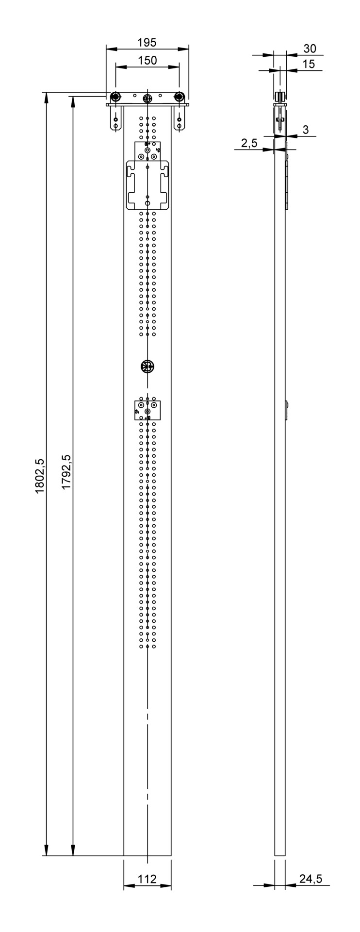 Teleskop für Schieberunge gerade / Hestal