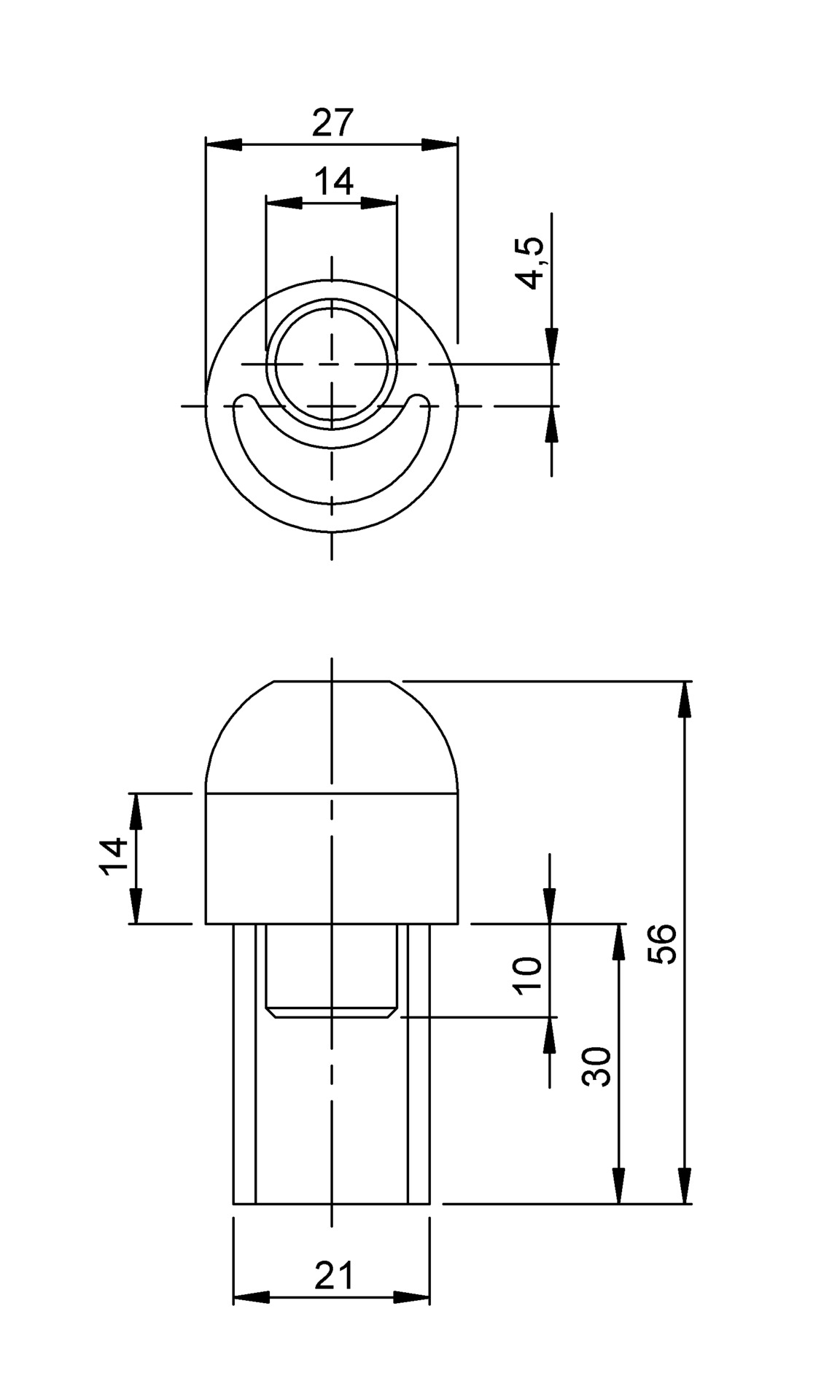 Curtainsider-Spannrohr-Adapter “27” oben
