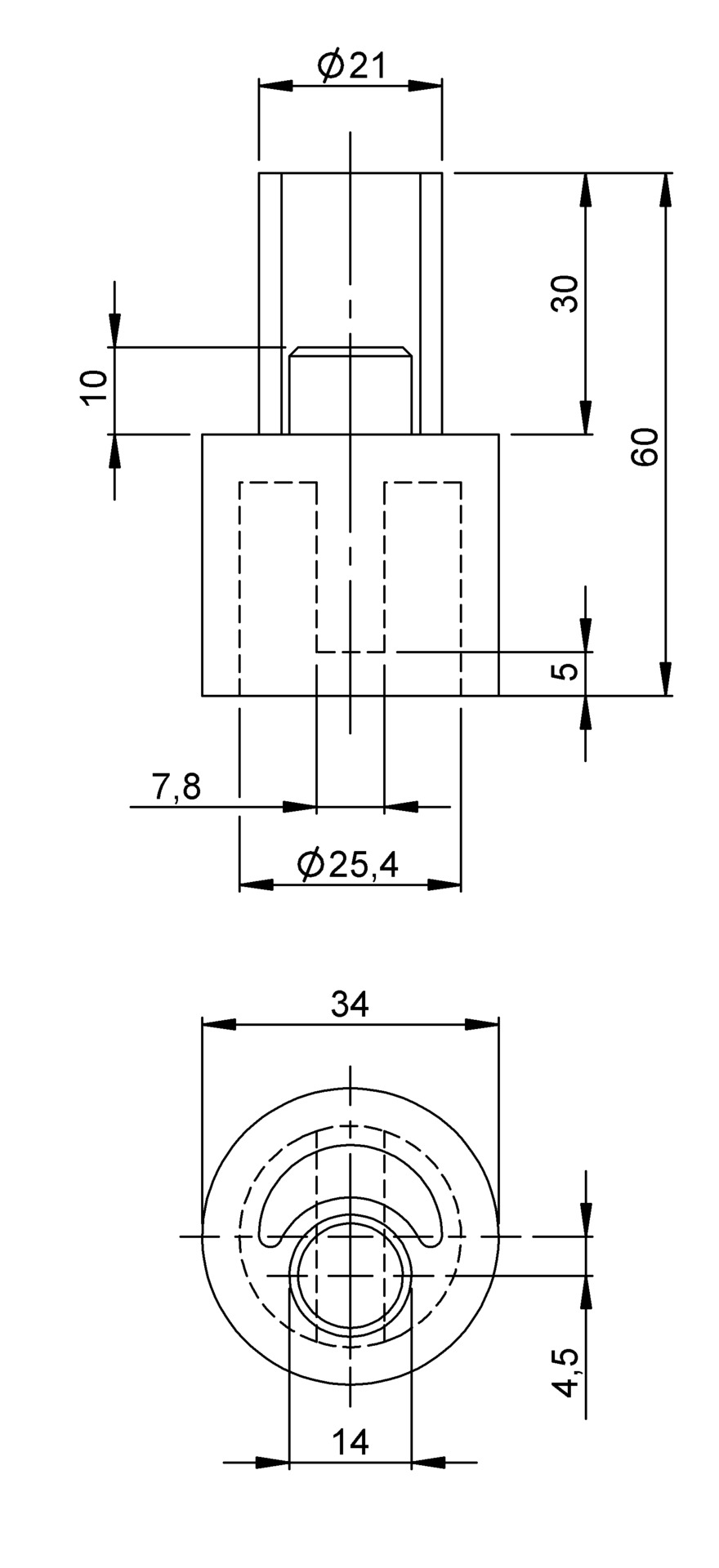 Curtainsider-Spannrohr-Adapter “27” unten