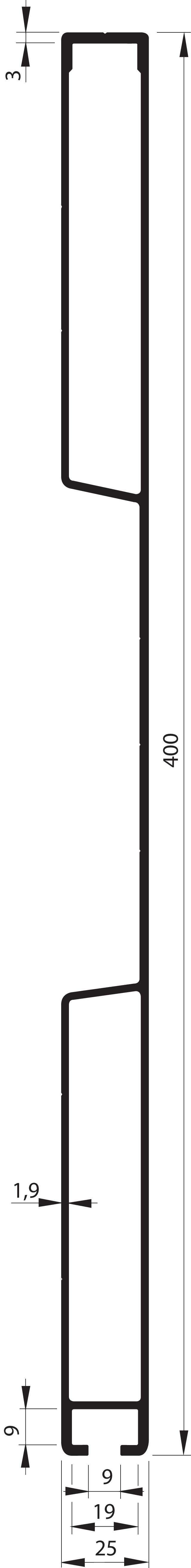 SEIN Planösenprofil 400 mm ohne Nase